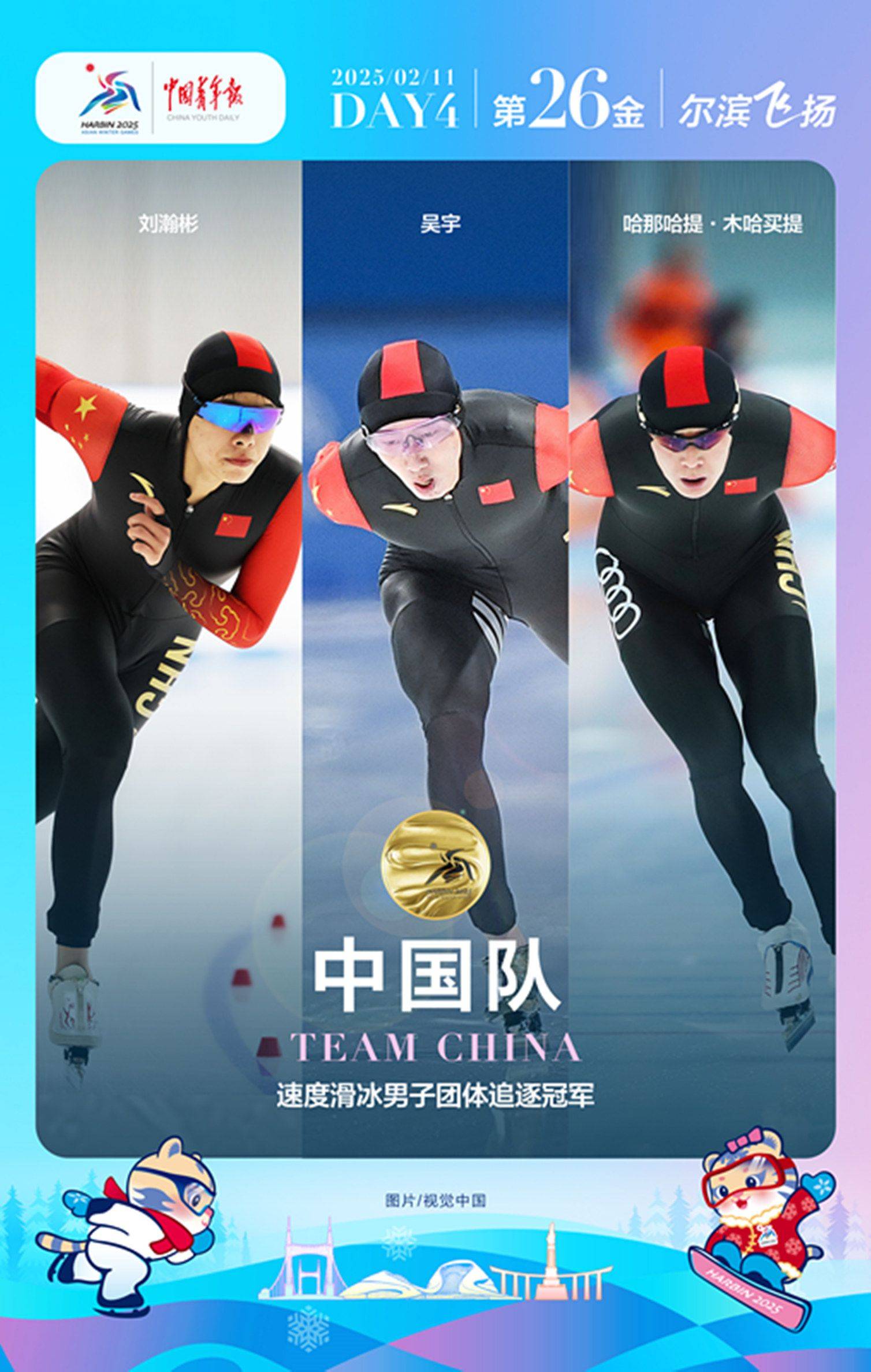 拿下最后一金，中國隊(duì)包攬亞冬會(huì)男子速度滑冰全部金牌