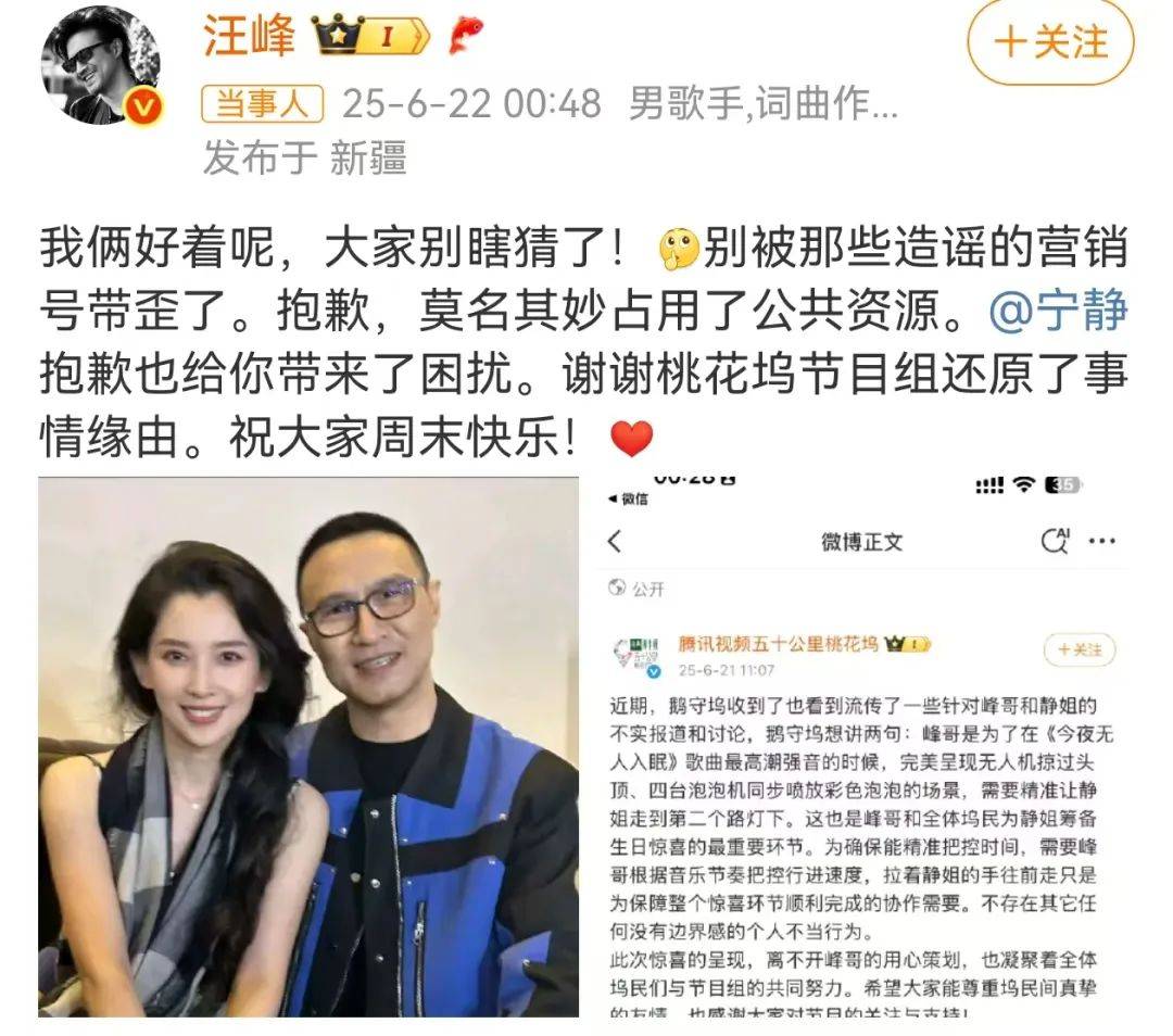 寧靜回應與汪峰戀情：我不喜歡他，下次傳緋聞找個年輕帥氣的行不