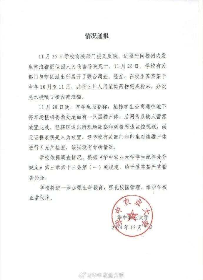 毒殺流浪貓的學(xué)生考上事業(yè)編？大批網(wǎng)友舉報！官方回應(yīng)→