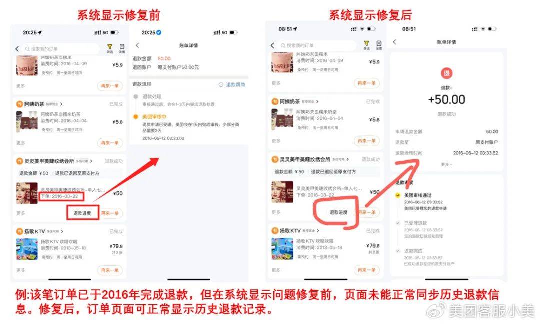美團(tuán)客服回應(yīng)“退款未到賬”：已修復(fù)退款信息滯后問題，將幫助用戶追溯每一筆擔(dān)心的訂單